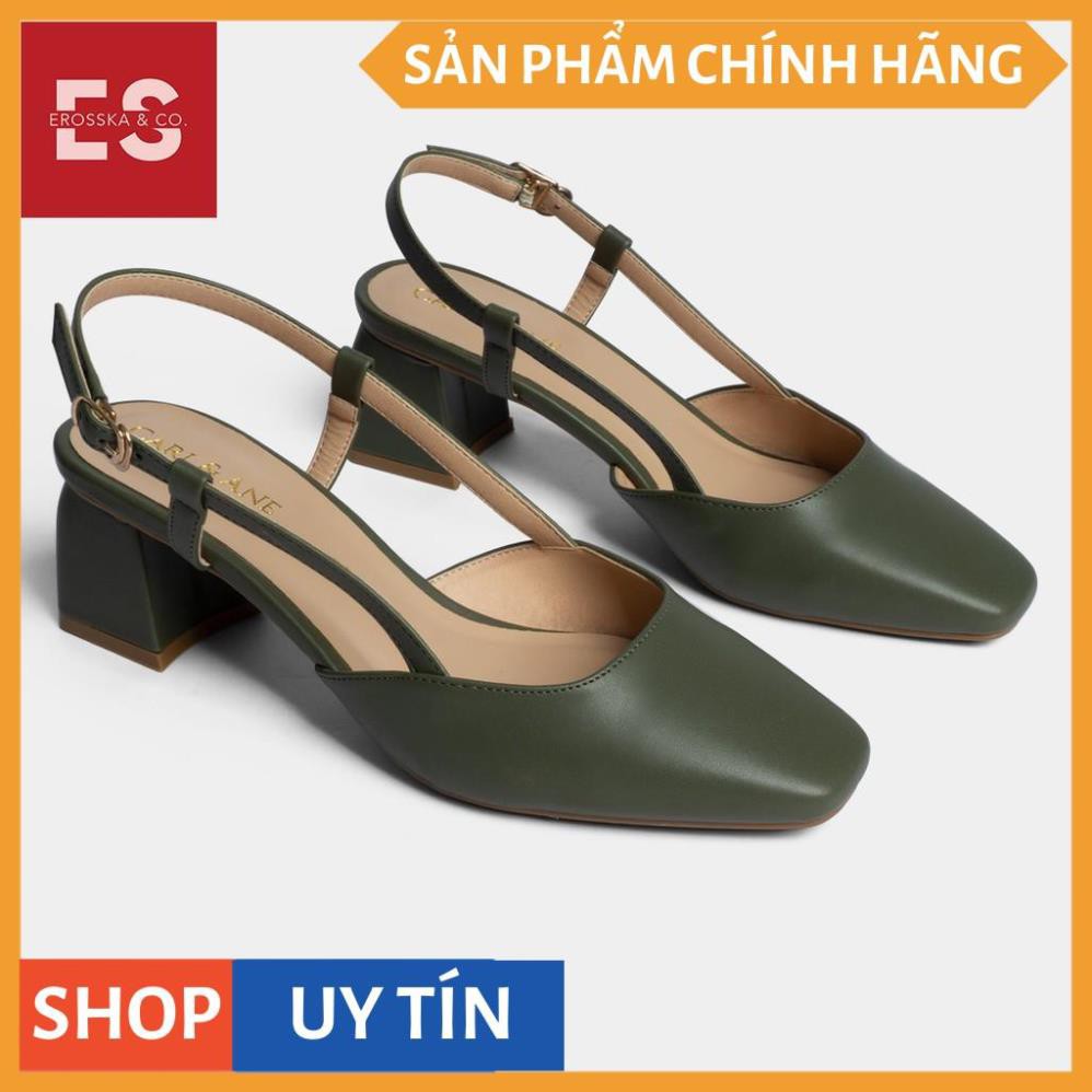 Carl & Ane - Giày cao gót thời trang bít mũi gót vuông phối dây điệu đà cao 5cm màu xanh rêu _ CL003 | BigBuy360 - bigbuy360.vn