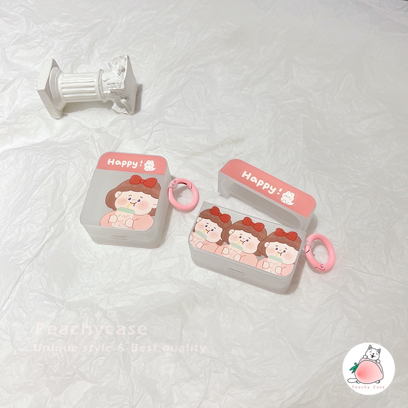 Vỏ Bảo Vệ Hộp Sạc Tai Nghe Airpods 1 2 Pro Air Pod 3 Không Dây Chống Thất Lạc Màu Hồng Họa Tiết Bé Gái / Thỏ Dễ Thương