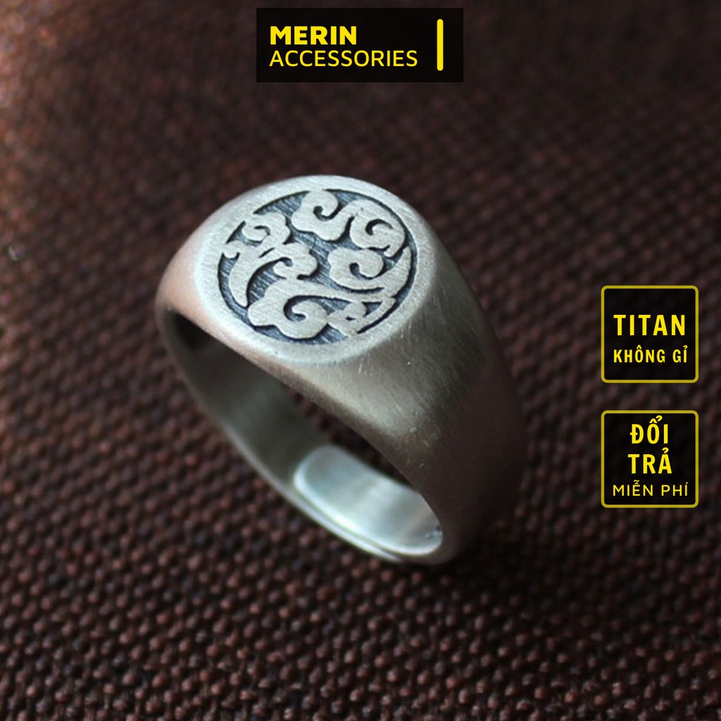 Nhẫn nam nữ tròn Merin Accessories màu bạc thời trang chất Titan đẹp đơn giản không gỉ - Nhẫn La Hán