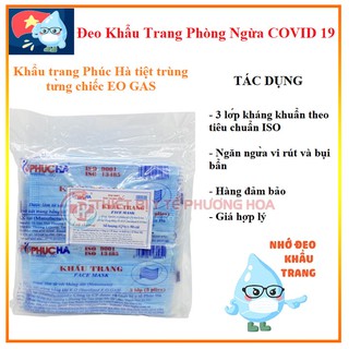 [Video Hàng sẵn] Khẩu trang tiệt trùng 3 lớp Phúc Hà bảo vệ đường hô hấp, lọc khói bụi Bịch 50 Chiếc [Giao ngay]