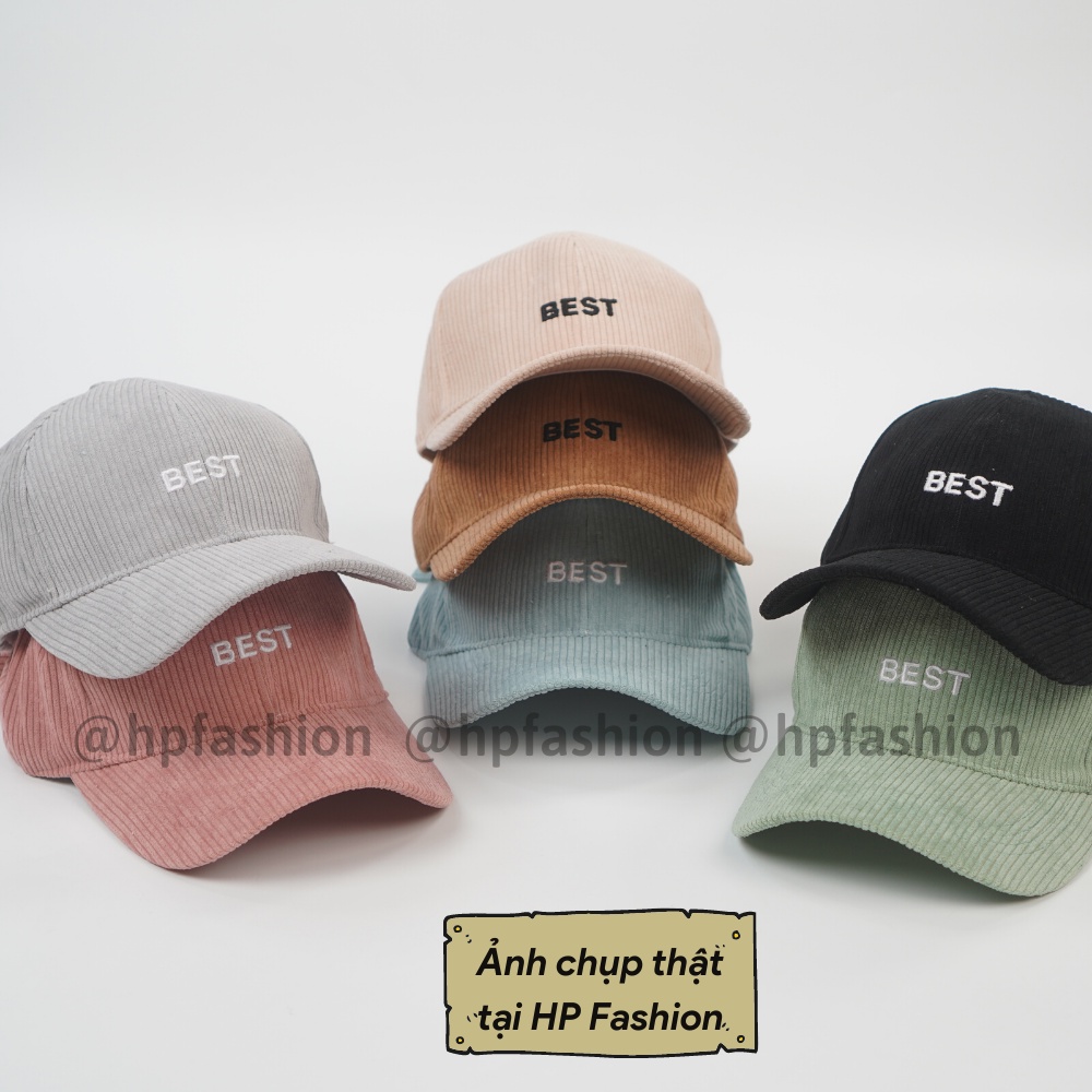 Mũ lưỡi trai ❤️ Nón kết thêu chữ BEST chất nhung tăm cao cấp form unisex nam nữ N57 - Happy Style