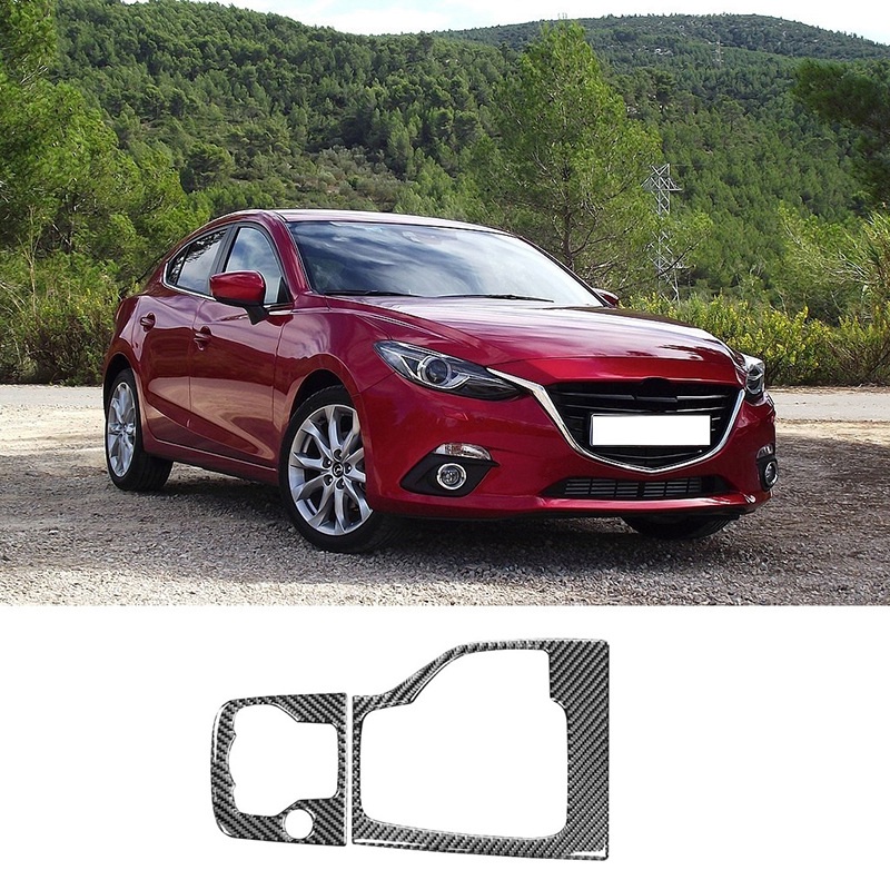 Viền bọc núm gạt cần số bằng sợi carbon cho Mazda 3 Axela 2014 2015 2016 2017