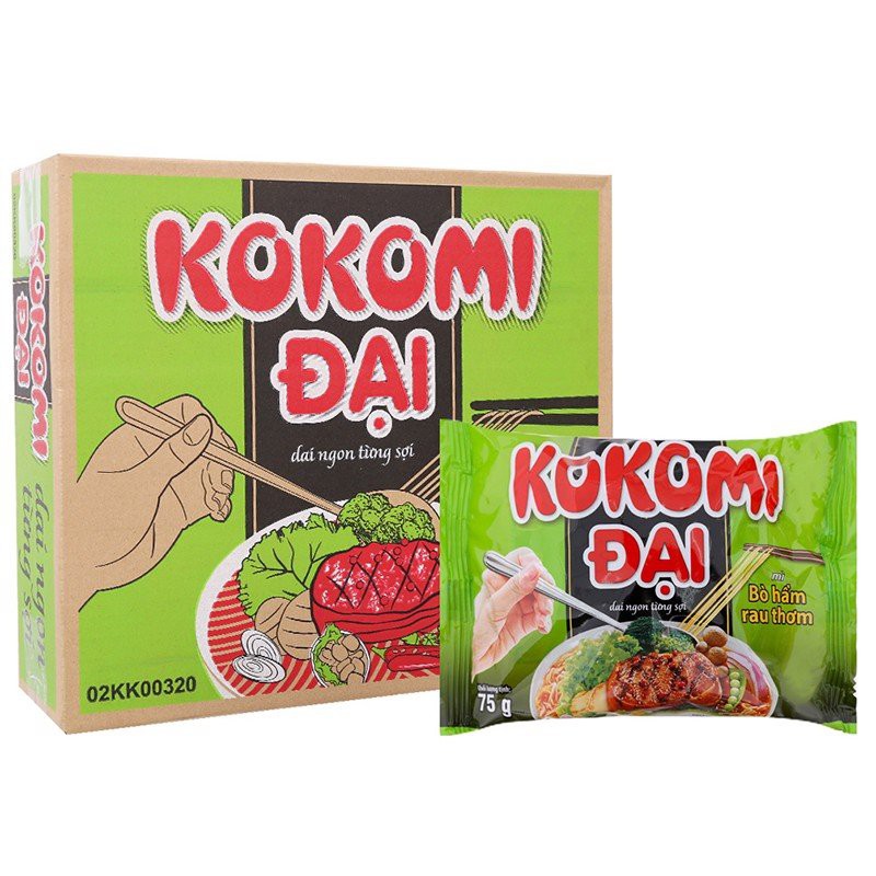 MỲ KOKOMI ĐẠI BÒ HẦM RAU THƠM THÙNG 30 GÓI x 75g