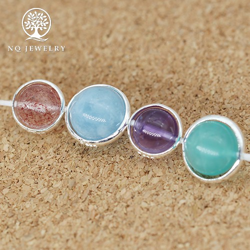 Charm bạc vòng viền tròn hạt đính giữa - NQ Jewelry