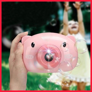 Đồ chơi máy ảnh thổi bong bóng tự động có nhạc hình chú heo hồng đáng yêu cho bé