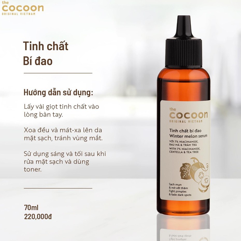 Tinh chất serum Cocoon giúp giảm mụn, làm sáng da , mờ thâm và cấp nước 70ml ( bí đao / nghệ / hoa hồng )