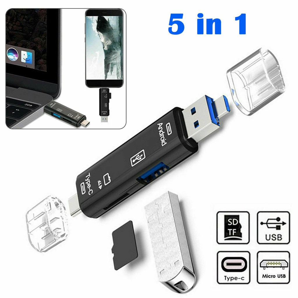 Đầu Đọc Thẻ OTG 5in1 ( Type C / Micro USB / TF )