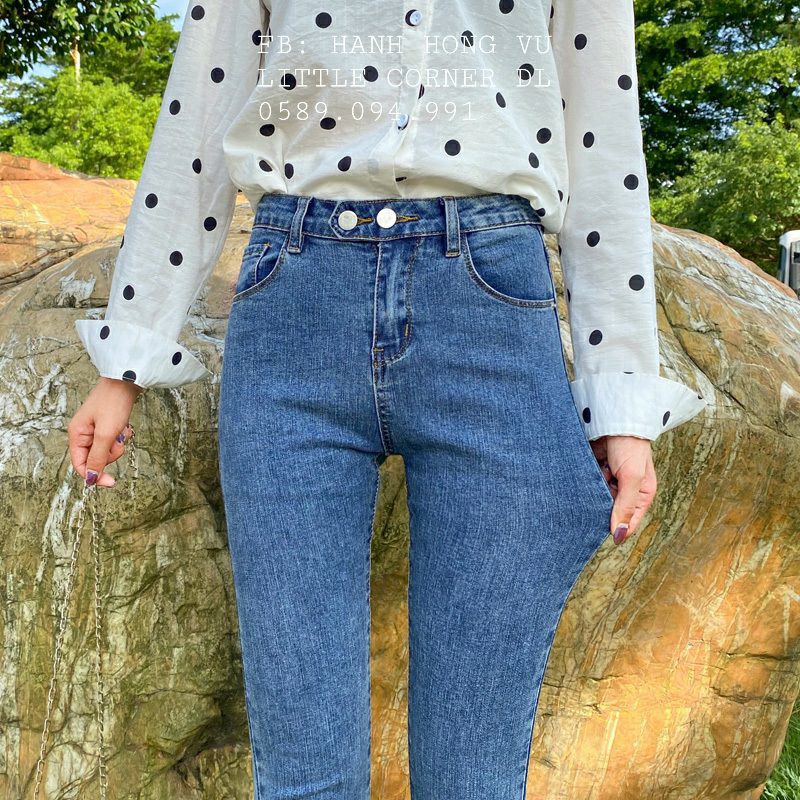 Quần skinny legging jeans topshop ôm trơn basic 2 nút đôi kiểu lưng cao qua rốn form ulzzang quảng châu kèm ảnh thật