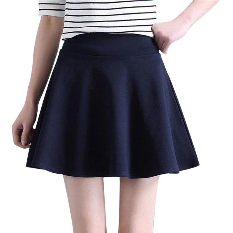 Chân váy lưng cao màu trơn thiết kế đơn giản | BigBuy360 - bigbuy360.vn