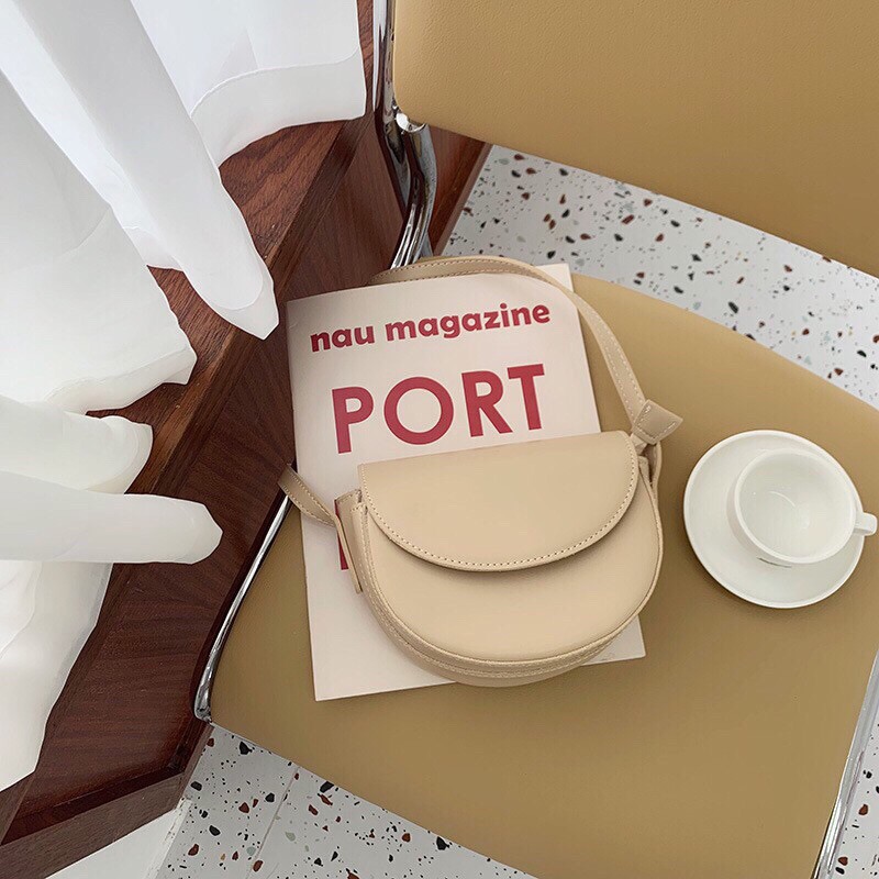 ( Có Sẵn + video ) Túi Đeo Chéo Nữ Vintage Hình Bán Nguyệt, Da Mềm Mịn Chuẩn Form Có Sẵn - Mã T014