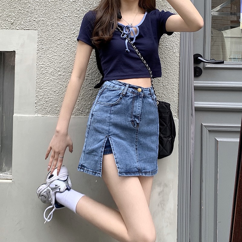Chân Váy Jean Chữ A Lưng Cao Thời Trang Cho Nữ | BigBuy360 - bigbuy360.vn