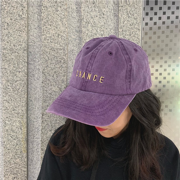 Mũ lưỡi trai mềm thêu chữ màu tím phong cách cao bồi Hàn Quốc thời trang xuân hè dành cho nam và nữ