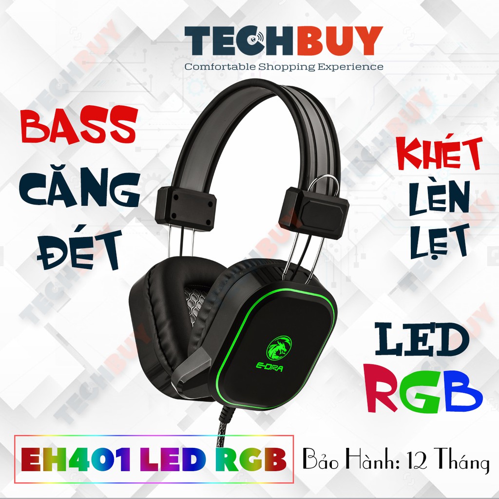 Tai nghe chơi game có Mic E-Dra EH401 RGB Led Bass căng I Head phone Gmaing E-Dra EH401 RGB LED