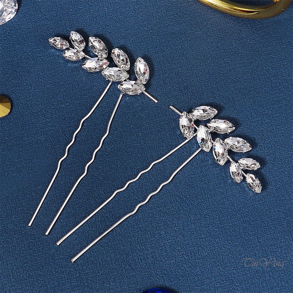 GETNOIVAS Set 2 Trâm Cài Tóc 2 Cái Hình Bông Lúa Mạch Đính Đá Pha Lê Nhân Tạo Thời Trang