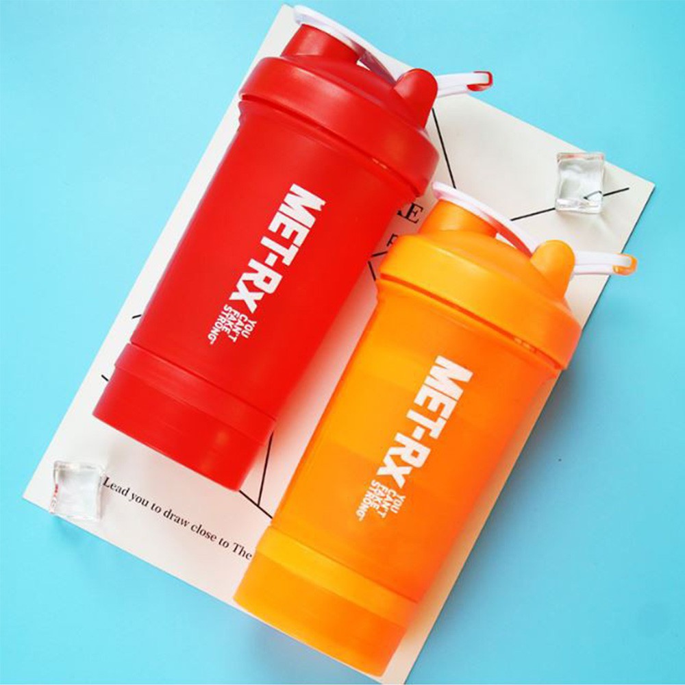 Bình Nước Tập Gym ⚡FREE SHIP⚡ Tập Thể Thao 3 Ngăn MET-RX