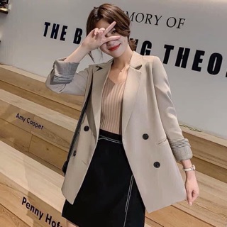 Áo blazer tay kẻ ( hàng order không có sẵn)