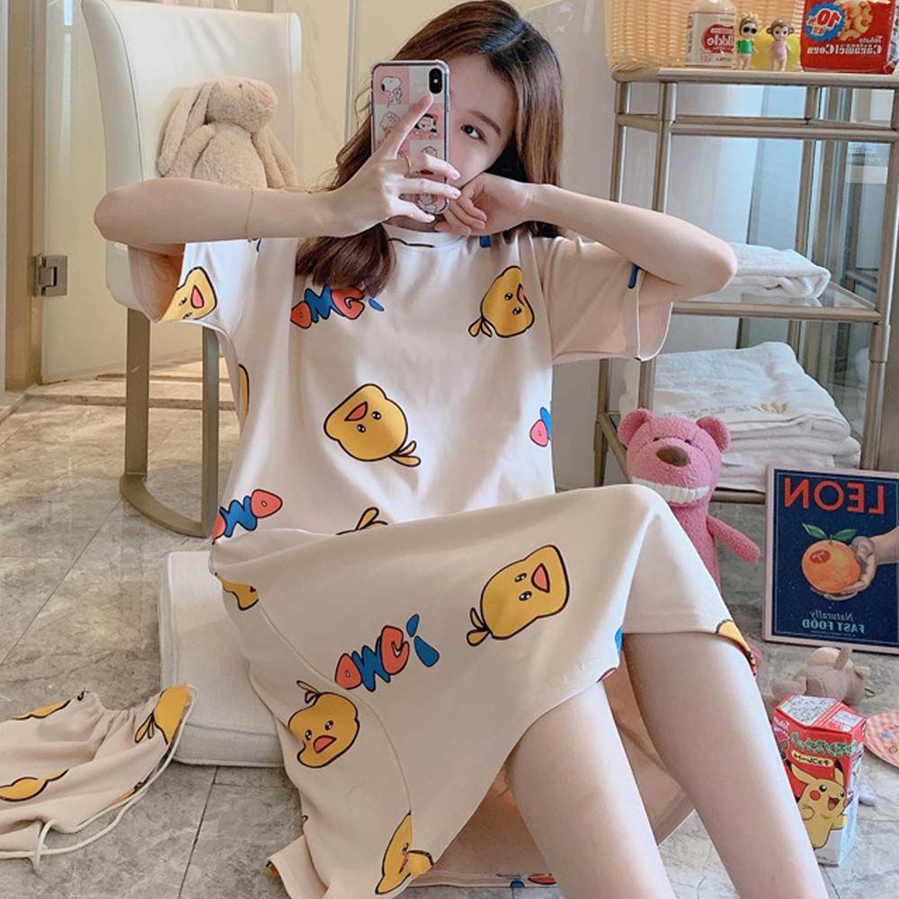 Đồ ngủ Mùa Hè Dáng Rộng In Hình Vịt Hoạt Hình Thoải Mái Phong Cách Hàn Quốc Cho Nữ | BigBuy360 - bigbuy360.vn