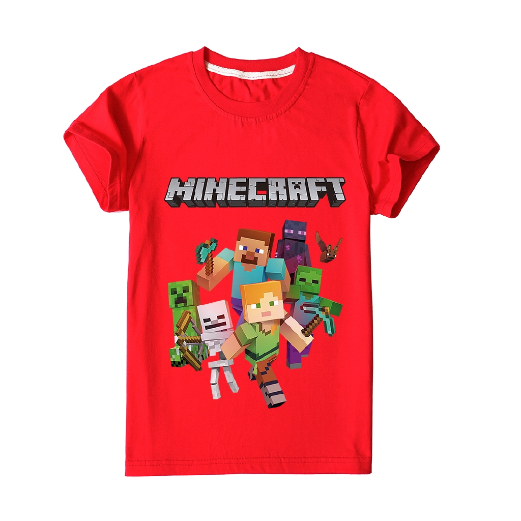 Áo Thun 100% Cotton In Họa Tiết Game Minecraft Dành Cho Các Bé