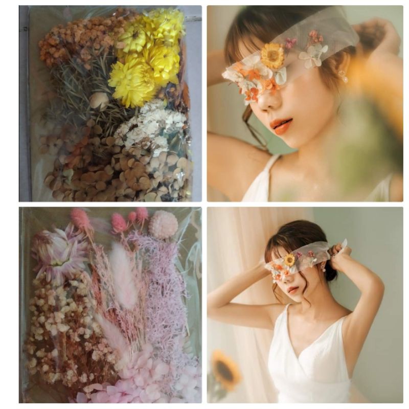 hoa khô bịt cài tóc - trang trí