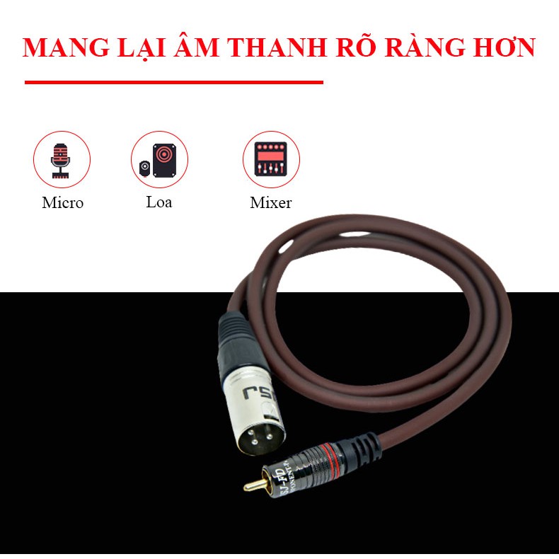 Dây canon xlr đực ra đầu bông sen cái JSJ 606A vỏ ngoài bao bọc chắc chắn 3 lớp bảo vệ chống nhiễu