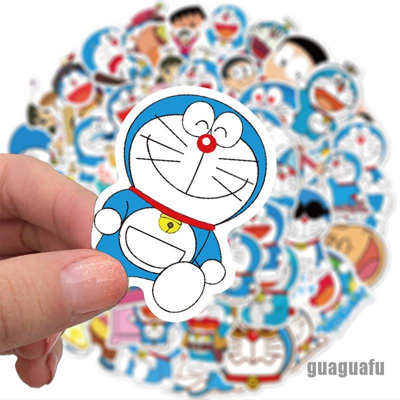 Bộ 50 hình dán Doraemon trang trí laptop/xe máy/xe hơi xinh xắn