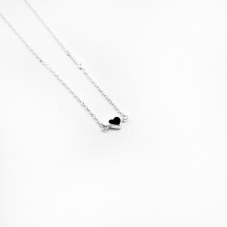 Dây Chuyền Bạc Blue Peach Black Heart DC344