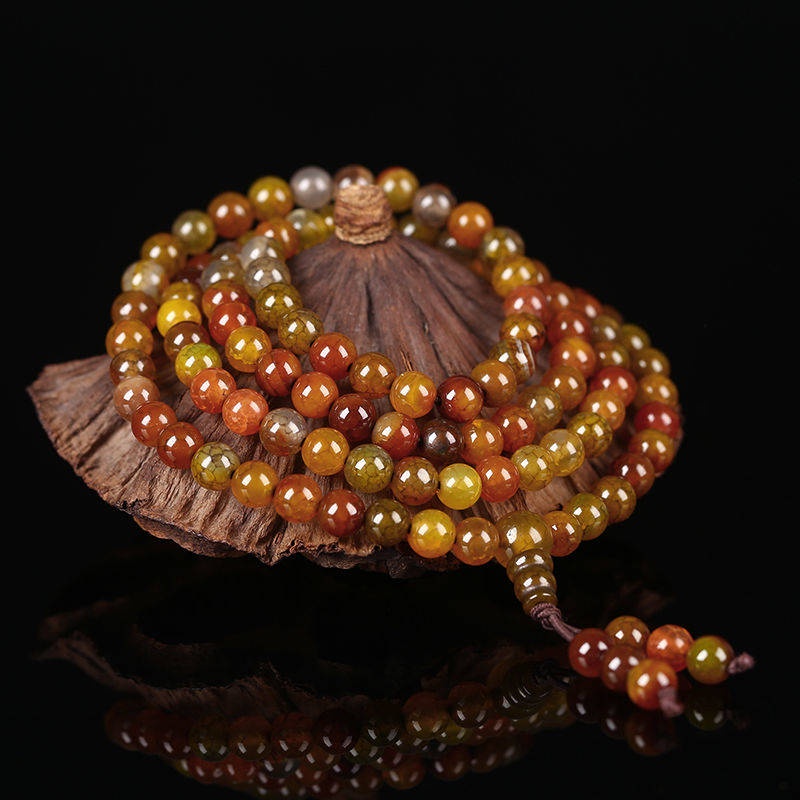 Vòng Tay Chuỗi 108 Hạt Đá Tự Nhiên Họa Tiết Rồng Nhiều Vòng Dành Cho Nam Và Nữ