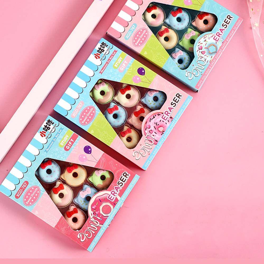 Set 6 Gôm Tẩy Hình Bánh Donut Kèm Nơ Xinh Xắn