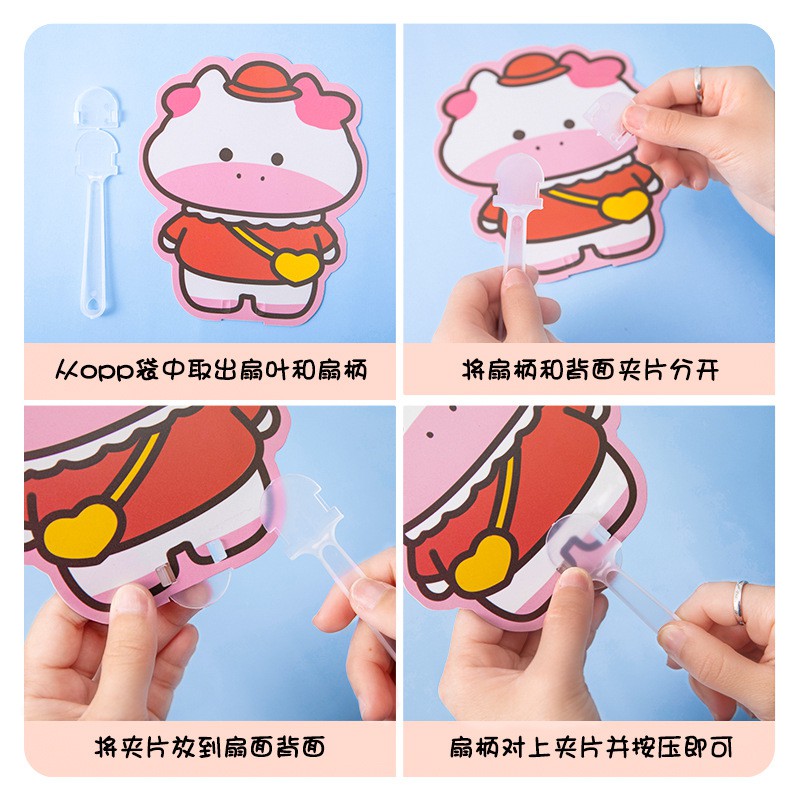 Quạt cầm tay có cán Pison cho bé tránh nóng - SP0420 - 01 cái