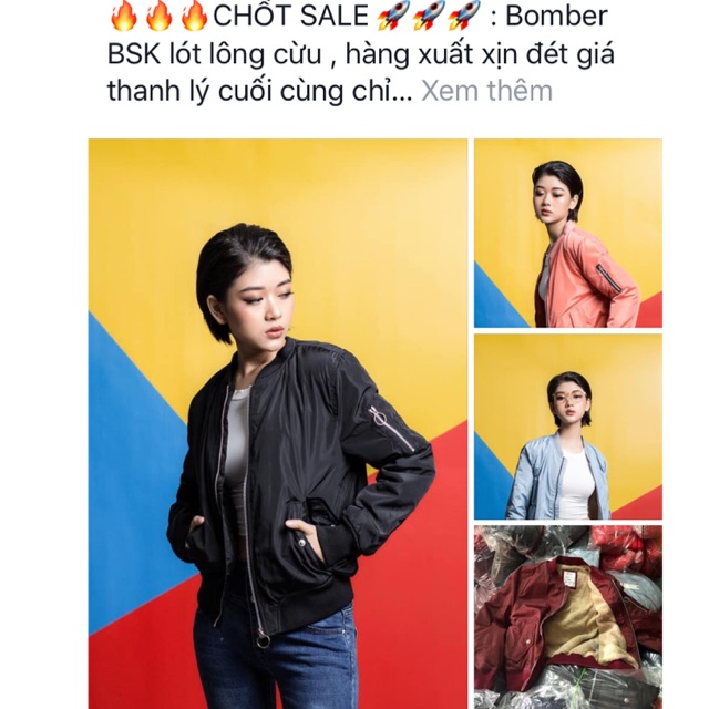 Thanh lý áo Bomber BSK lót lông cừu, hàng xuất xịn 230k/c