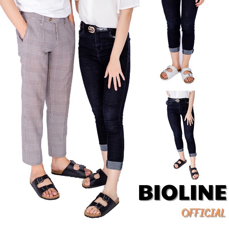 [ĐẾ TRẤU CHỐNG NƯỚC] Dép đế trấu quai ngang Bioline đế bằng da pu chống nước P01 - Bioline Official