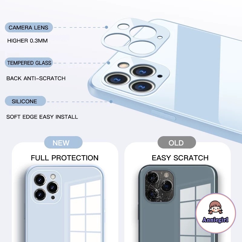 Ốp điện thoại mặt kính chống sốc Iphone 12 11 Pro Max X Xs Max Xr 8 7 Plus | BigBuy360 - bigbuy360.vn
