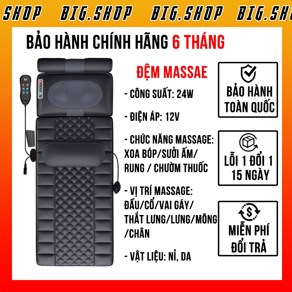 Đệm massage toàn thân, nệm massage xoa bóp giảm đau mỏi vai gáy phục hồi sức khỏe SET1792