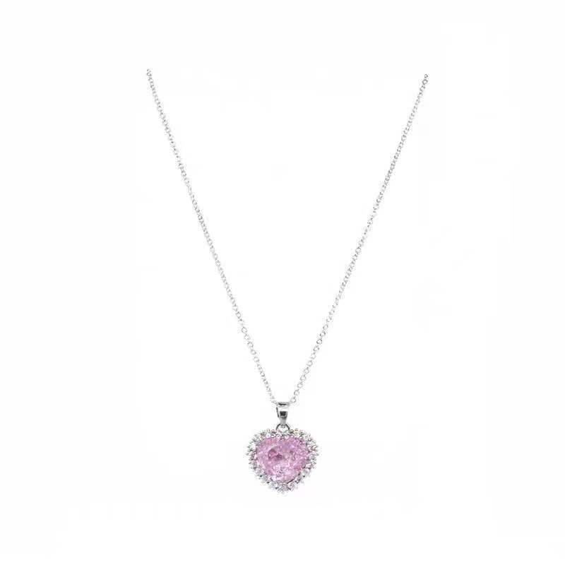 Vòng cổ Mặt Trái Tim Đính Đá Zircon Hồng