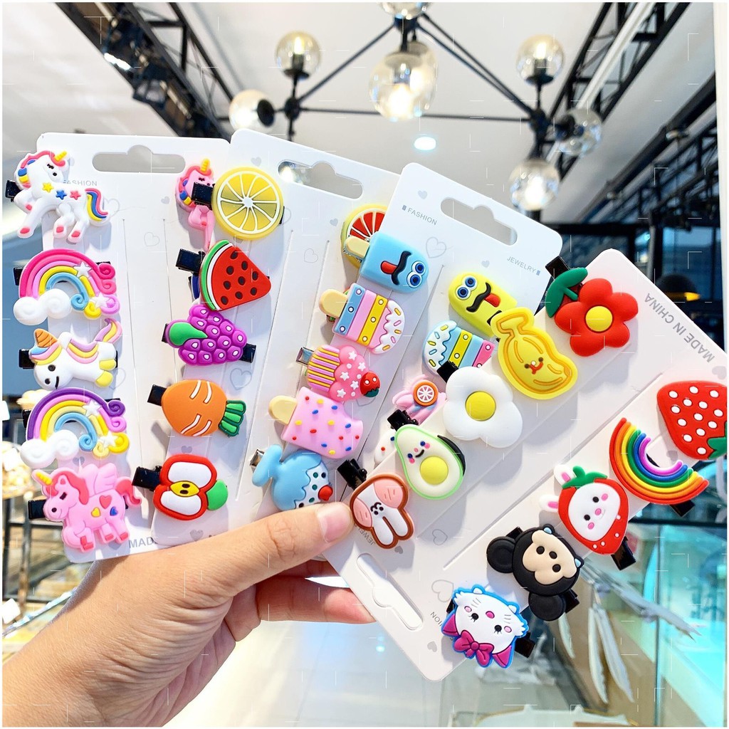 Set 10 Kẹp Tóc Hoa Quả Cute Cho Bé Gái - Shop Giao Trộn Nhiều Mẫu