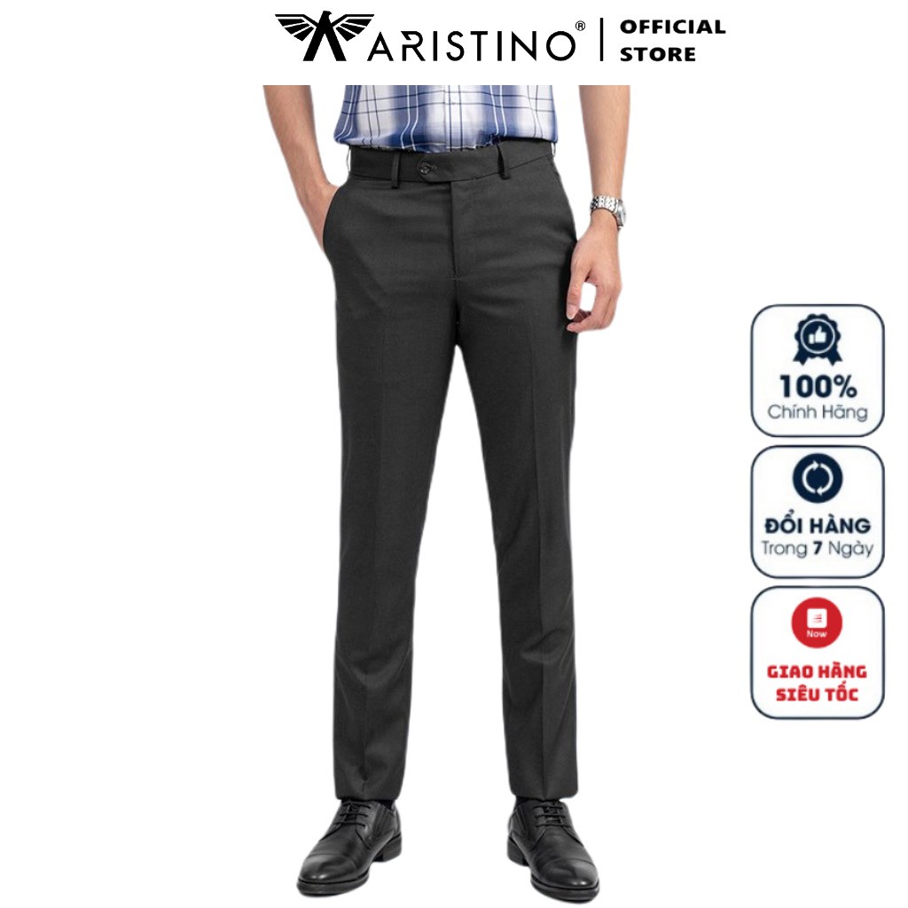 Quần Tây Nam Aristino ATRR03 Quần Âu Nam Màu Đen 01 Dáng Slim Fit Vải Polyester