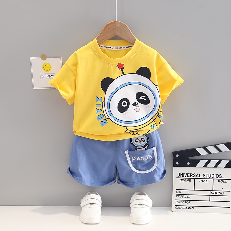 [Yumi's House] Set bộ gấu phi hành gia 100% cotton dành cho bé trai hàng Quảng Châu cao cấp