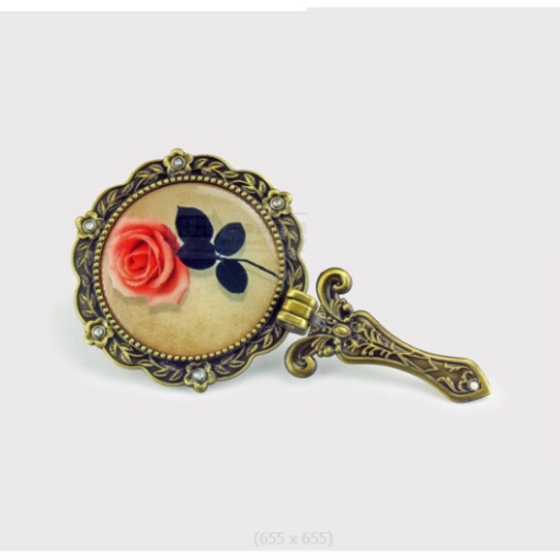 (CỔ ĐIỂN_SANG TRỌNG) GƯƠNG NHỎ CẦM TAY bỏ túi mang đi. phụ kiện chụp ảnh trang sức sang trọng