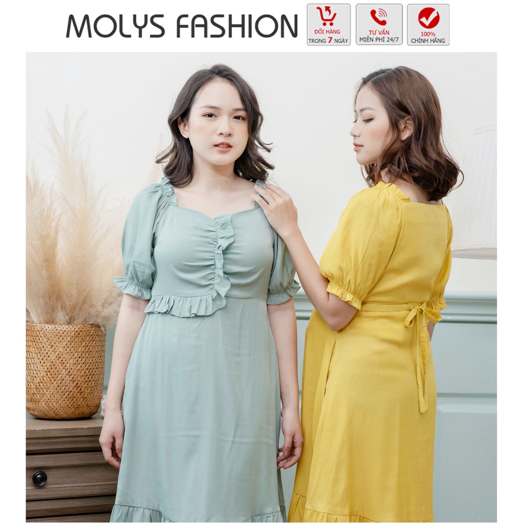 Đầm bầu kết hợp cho con bú sau sinh MOLYS M2271 dáng suông đuôi cá bất hủ mặc 3IN1,nhiều họa tiết