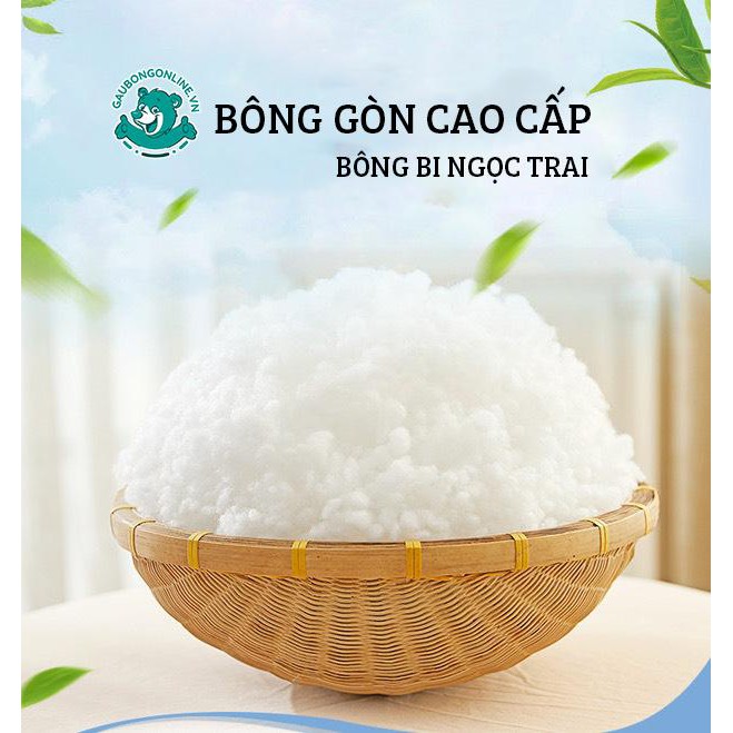 1 KG Bông gòn lông xoắn 3 chiều 7D trắng tinh, cao cấp nhồi gối, gấu bông