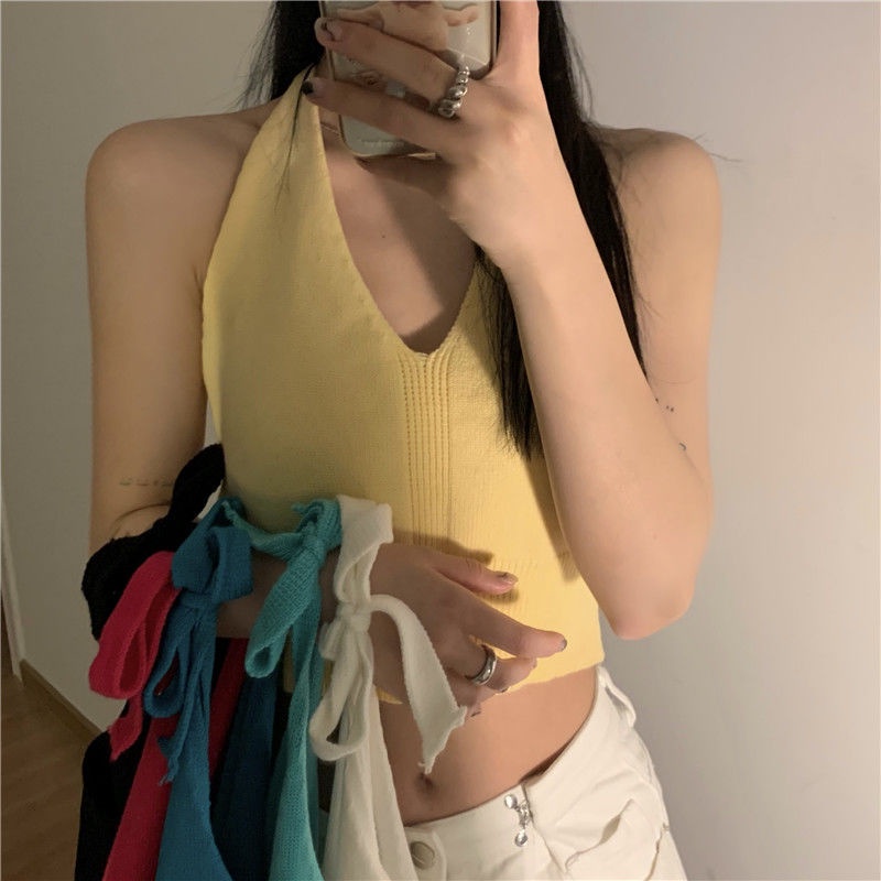 Áo Cổ Yếm Không Tay Thời Trang Hàn Quốc Dành Cho Nữ