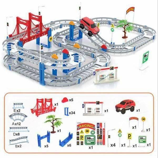 Bộ đồ chơi đường đua ô tô tàu lượn 88 chi tiết (loại to)
