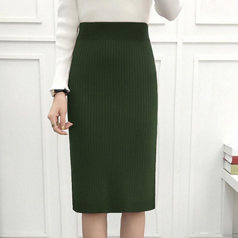 Chân váy bút chì lưng cao màu trơn thiết kế thanh lịch | BigBuy360 - bigbuy360.vn