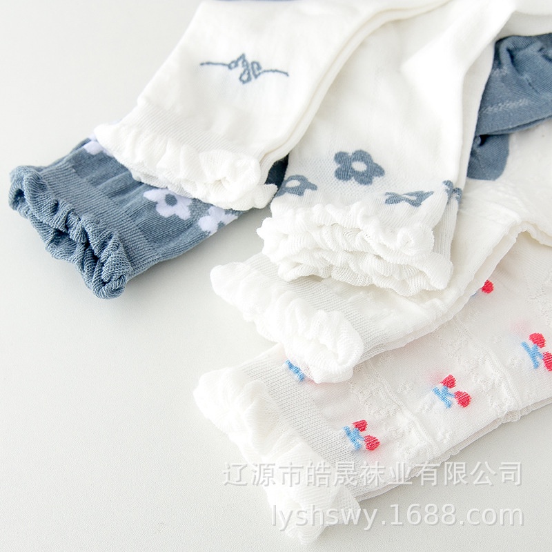 Tất cổ cao nữ Cổ ren Vớ nữ cổ bèo Lolita Dễ thương Chất liệu Cotton mềm mịn thoáng khí