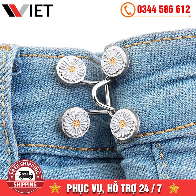 Nút Gài Cố Định Thắt Lưng Quần Jeans Thời Trang Hàn Quốc Có Thể Điều Chỉnh Được Hình Hoa Cúc Dễ Thương
