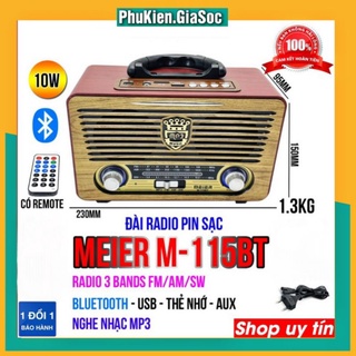 Loa bluetooth kiêm đài radio meier m-115bt 3 bands am-fm-sw - âm thanh hay có bluetooth-usb-thẻ nhớ-au x