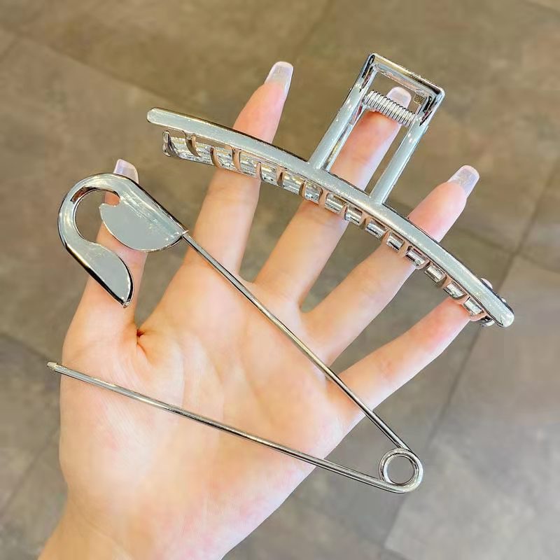 Kẹp Tóc Kim Loại Màu Bạc Thời Trang Hàn Quốc Cho Nữ