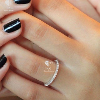 Nhẫn bạc nữ dải đá đơn