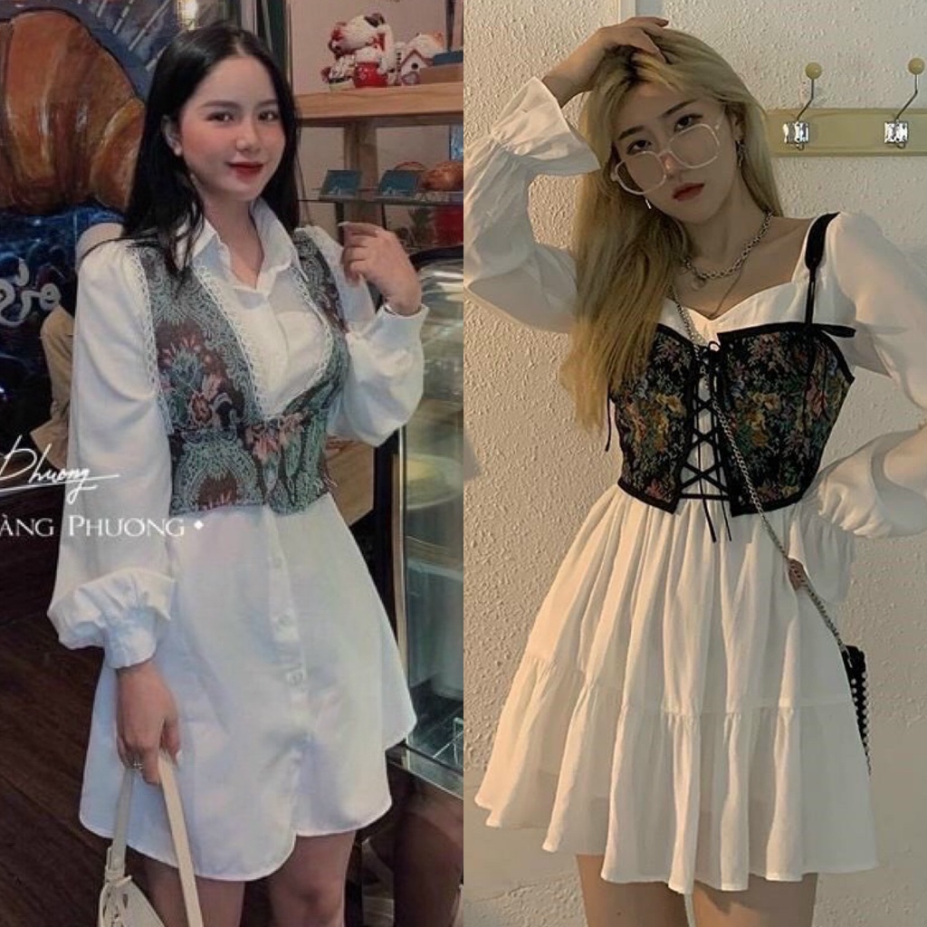 SET ĐẦM SƠ MI KÈM GILE GẤM
