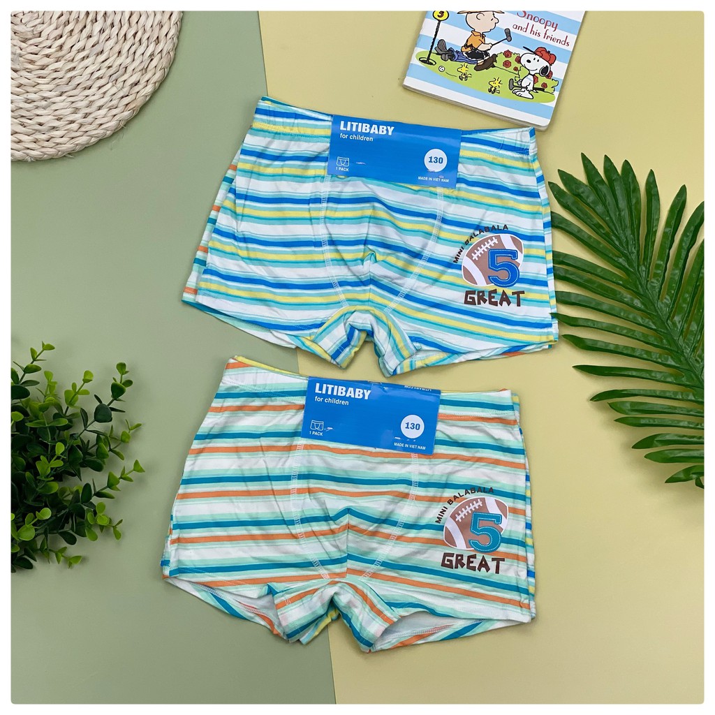 Quần chip đùi bé trai, bé gái. Chất cotton cực đẹp, co giãn tốt, mềm mịn. Sz 120-140 từ 16-45kg. Set 2 quần màu bất kỳ